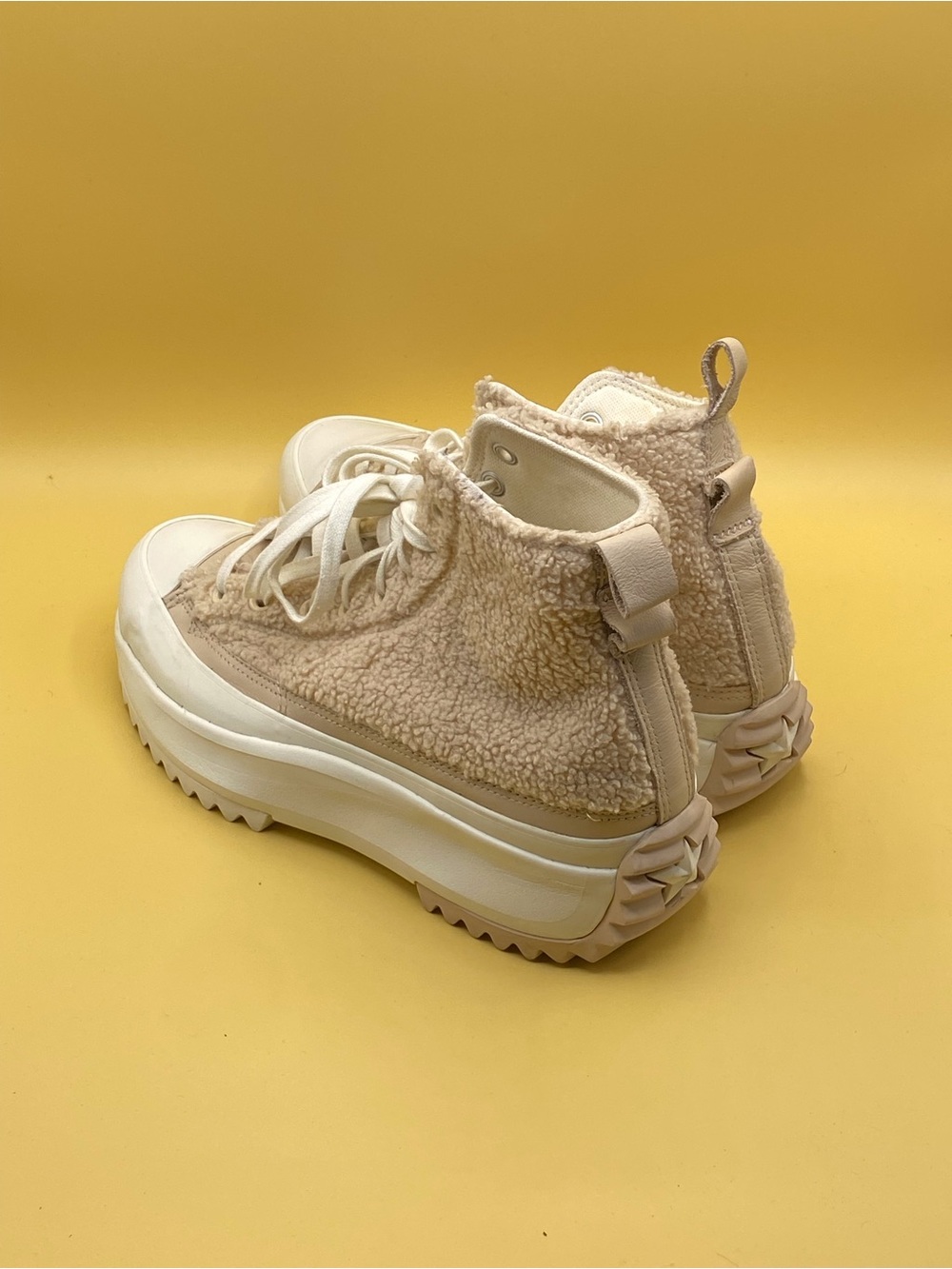 Converse Cream Sherpa High-Top Platform Sneakers - Picture 3 of 4